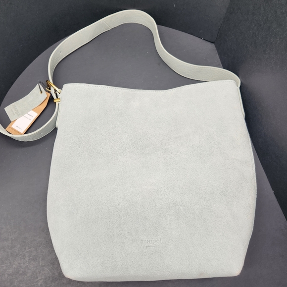 Margot bucket bag women's pastel blue suede Kaye tote shoulder hobo new $158 - Picture 5 of 13